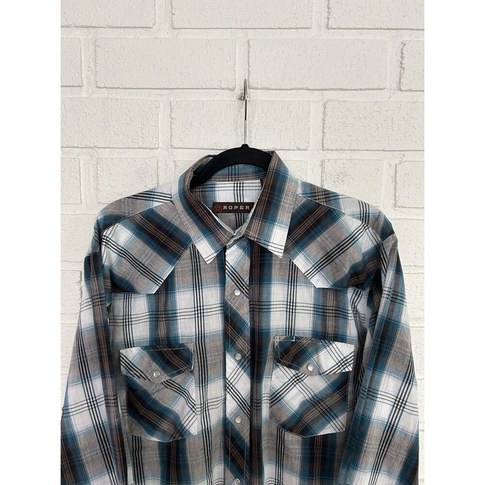 Vintage Roper Pearl Snap Western Shirt Mens Large Plaid Triple Snap Cuff
